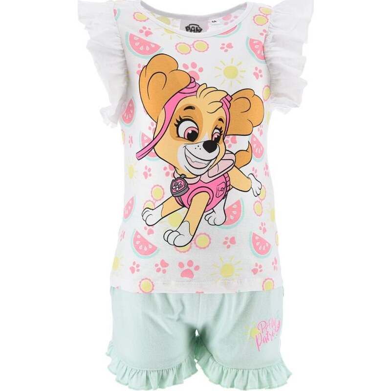 Bielo-zelený letný dievčenský set Paw Patrol - Skye 44430919