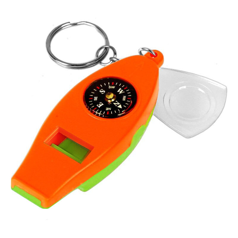 Kľúčenka Píšťalka Kompas Teplomer Lupa oranžovo - zelená 26656392