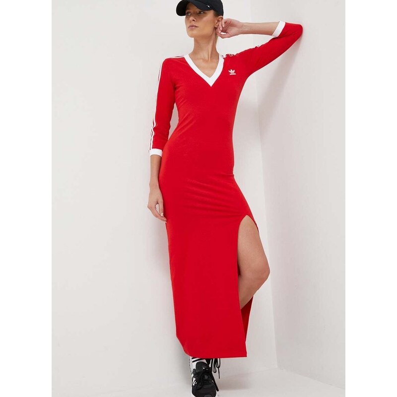 Šaty adidas Originals červená farba, maxi, priliehavá, II0750