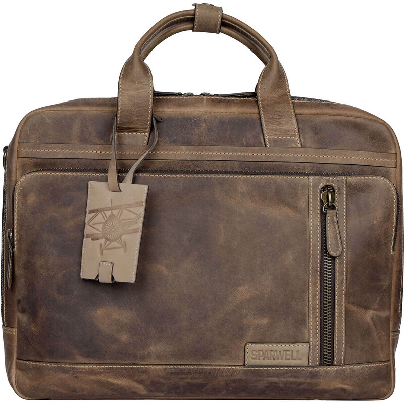 Pánská kožená taška na notebook Sparwell Dusen - hnědá 44441187
