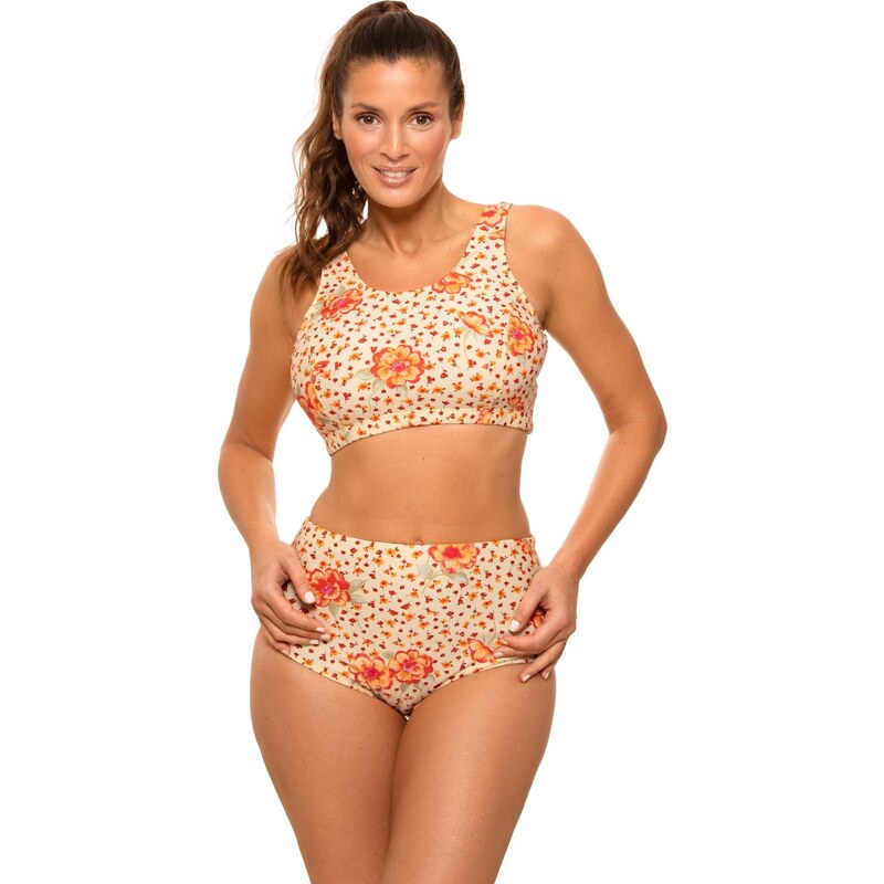 MARKO COLLECTION Béžové bikiny s oranžovými kvetmi Asani M-723 (5) 44444957