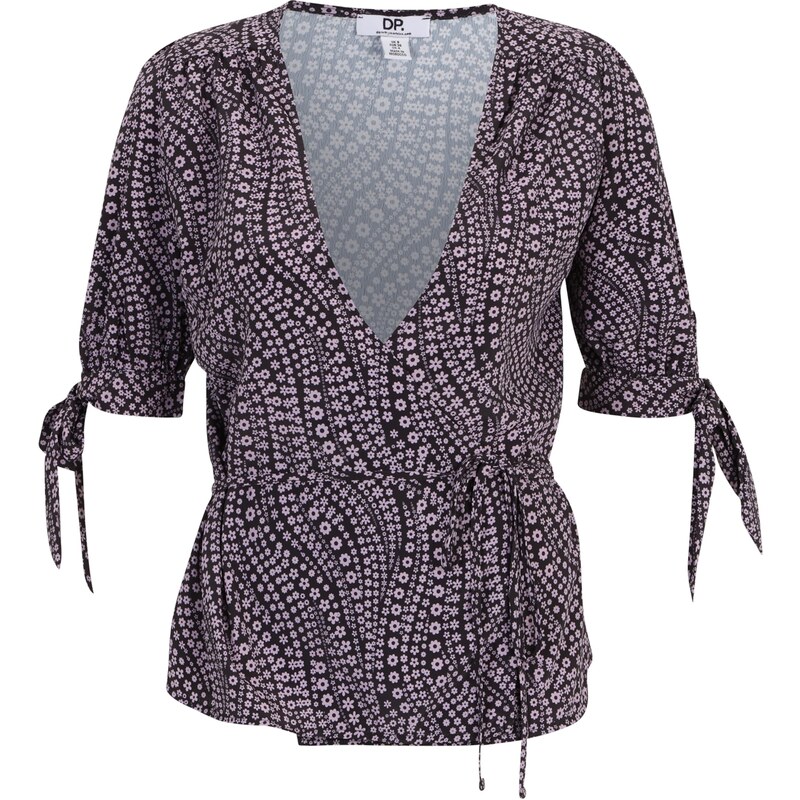 Dorothy Perkins Tall Blúzka Tall Mono Print Wrap Top svetlofialová / 54254073