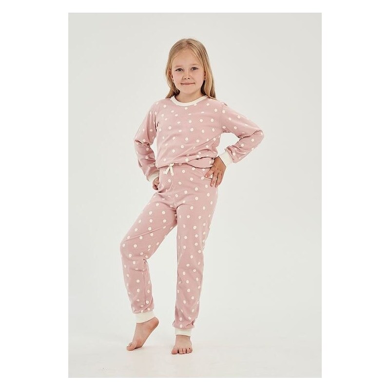 Taro Dievčenské pyžamo Chloe ružové s bodkami