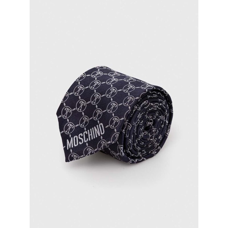 Hodvábna kravata Moschino tmavomodrá farba, M5725 55061