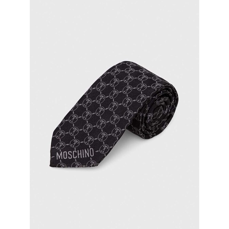 Hodvábna kravata Moschino čierna farba, M5725 55061