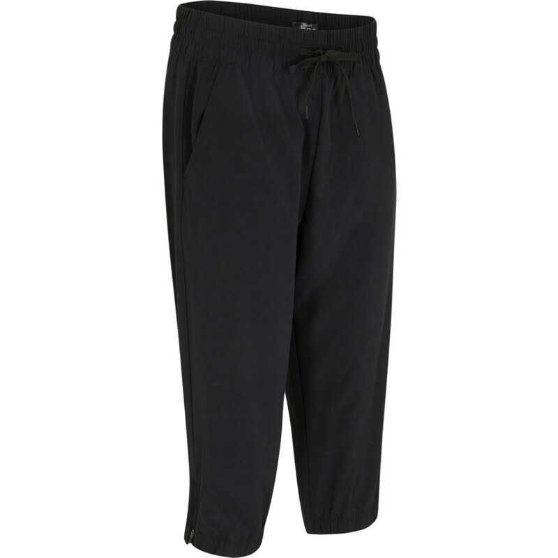 bonprix Rýchloschnúce funkčné nohavice s capri dĺžkou, farba čierna 44845699