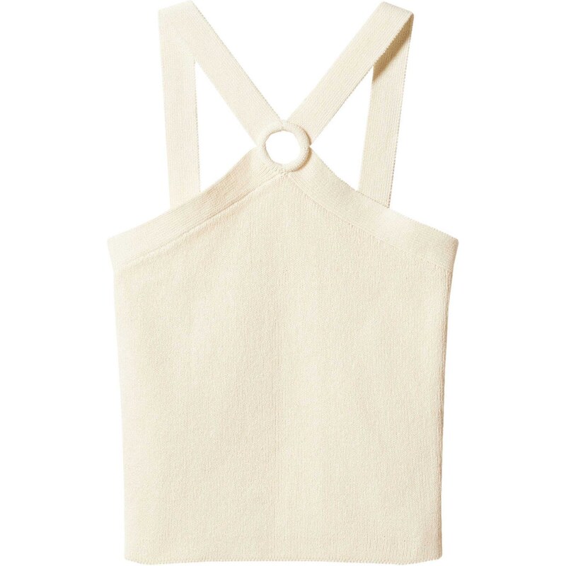 MANGO Vyšívaný top THIAGO svetlobéžová 44632278