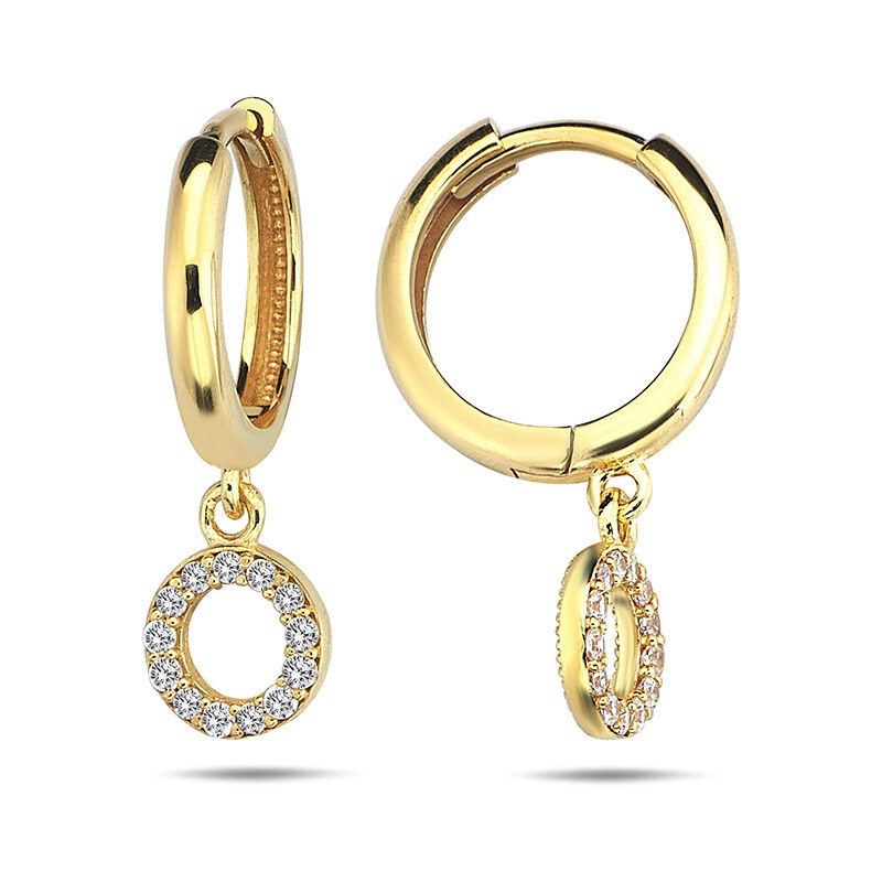 Lillian Vassago Zlaté krúžkové náušnice s kruhom so zirkónmi 1,3 cm 60898260