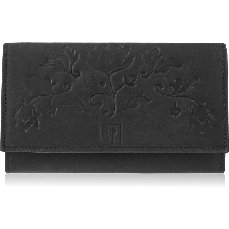 PAOLO PERUZZI Kožená peňaženka s motívom T-44-BL | čierna T-44-BL 44471573