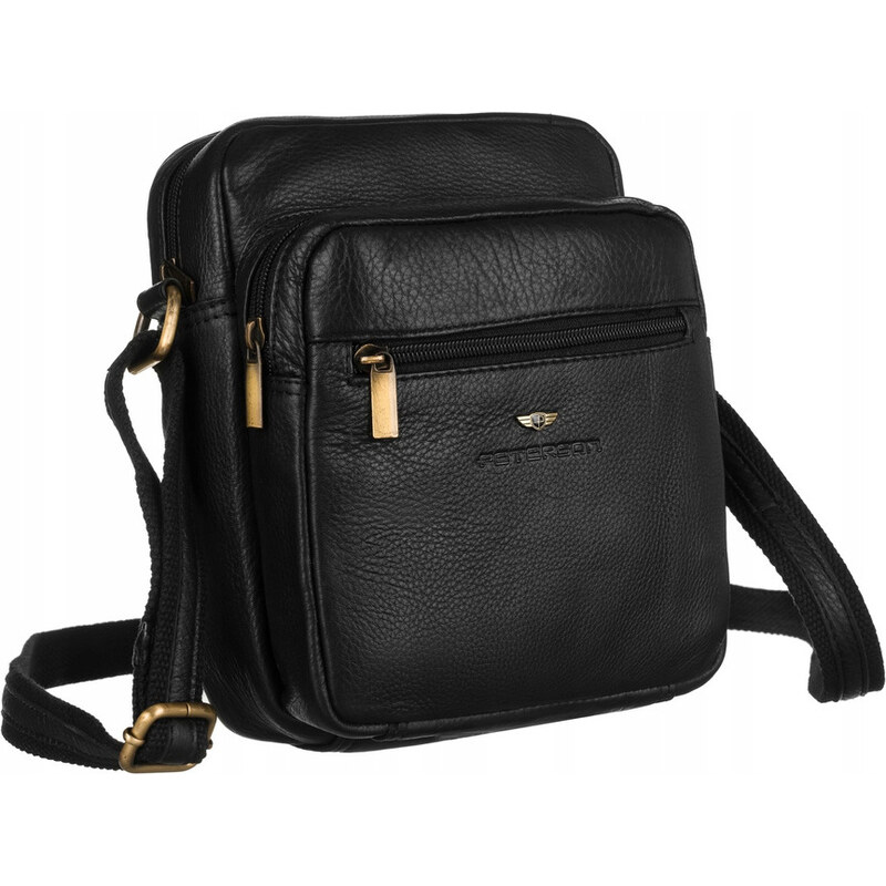 Peterson Čierna pánska kožená messenger taška [DH] PTN-376-NDM 44537128