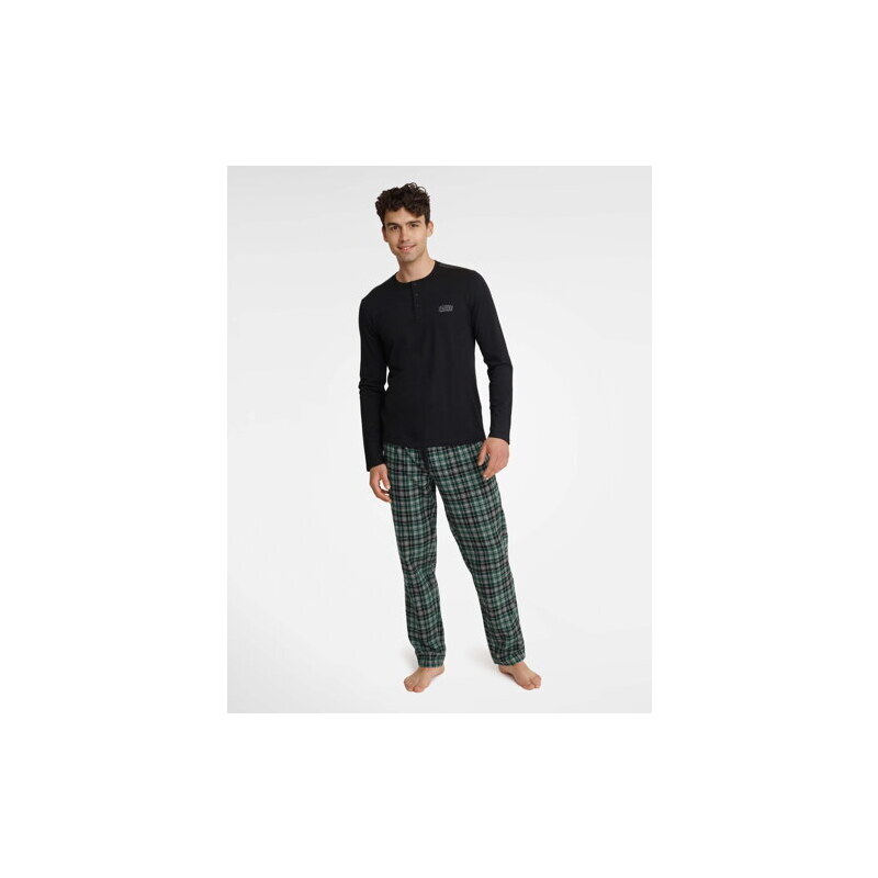 Henderson Pánske bavlnené pyžamo Usher 40946-99X čierne, Farba čierna
