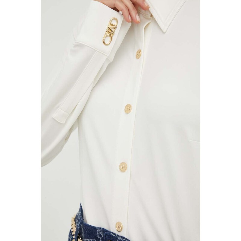 Košeľa MICHAEL Michael Kors dámska, béžová farba, regular, s klasickým golierom
