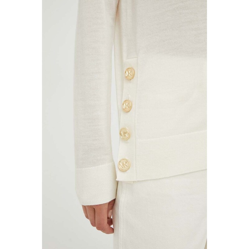 Vlnený sveter MICHAEL Michael Kors dámsky, béžová farba, tenký, s rolákom