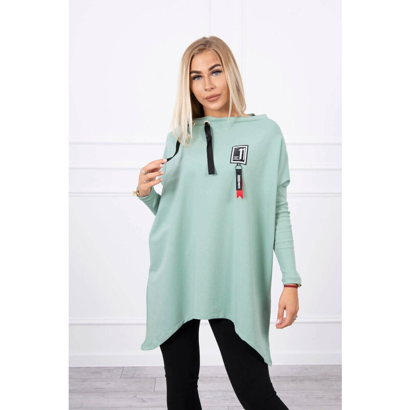 K-Fashion Oversize mikina s asymetrickými bokmi tmavo mätová 44559561