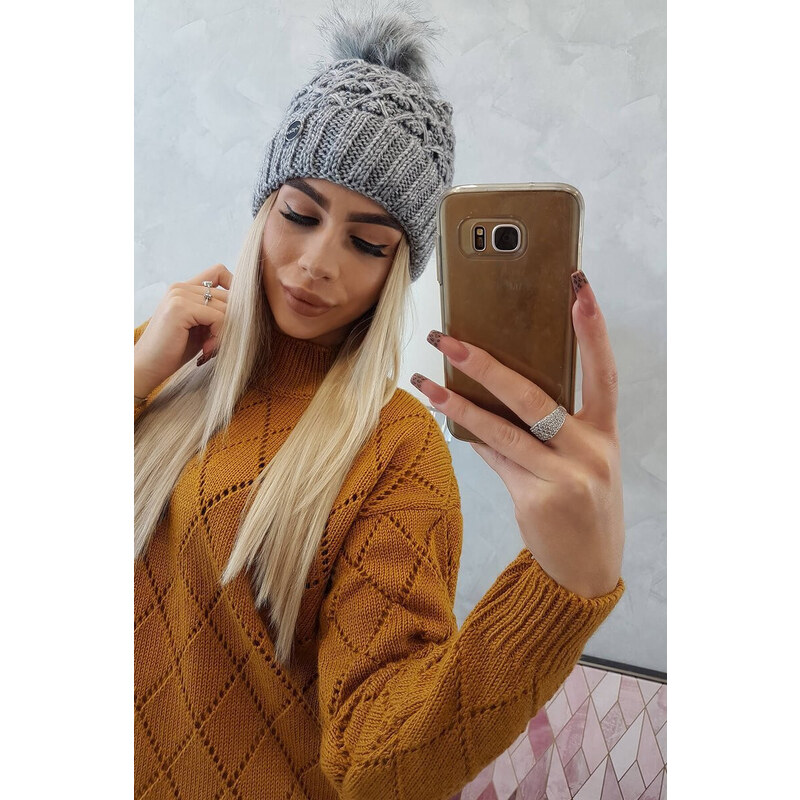 K-Fashion Čiapka K165 tmavo šedá 44559669