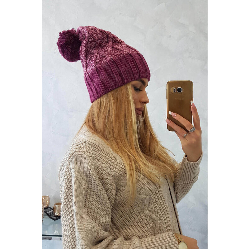 K-Fashion Milano fleecová čiapka K203 pink melange+dark pink 44560786