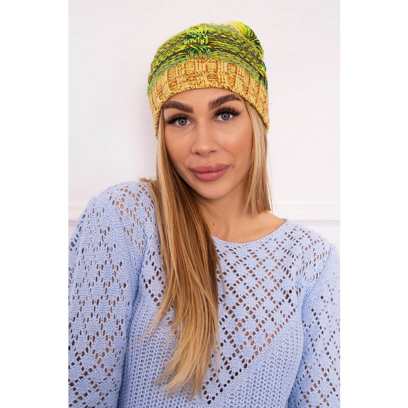 K-Fashion Fleecová čiapka Klaudia K255 neon green+yellow 44560995