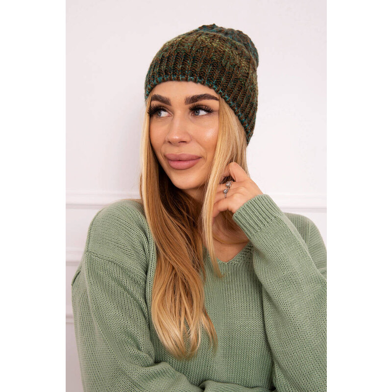 K-Fashion Fleecová čiapka Melisa K241 hnedá+zelená 44561029