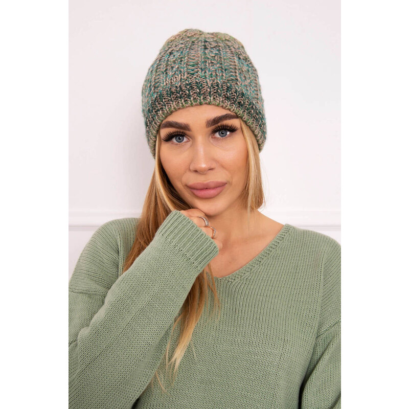 K-Fashion Fleecová čiapka Melisa K241 tyrkysová+zelená 44561015