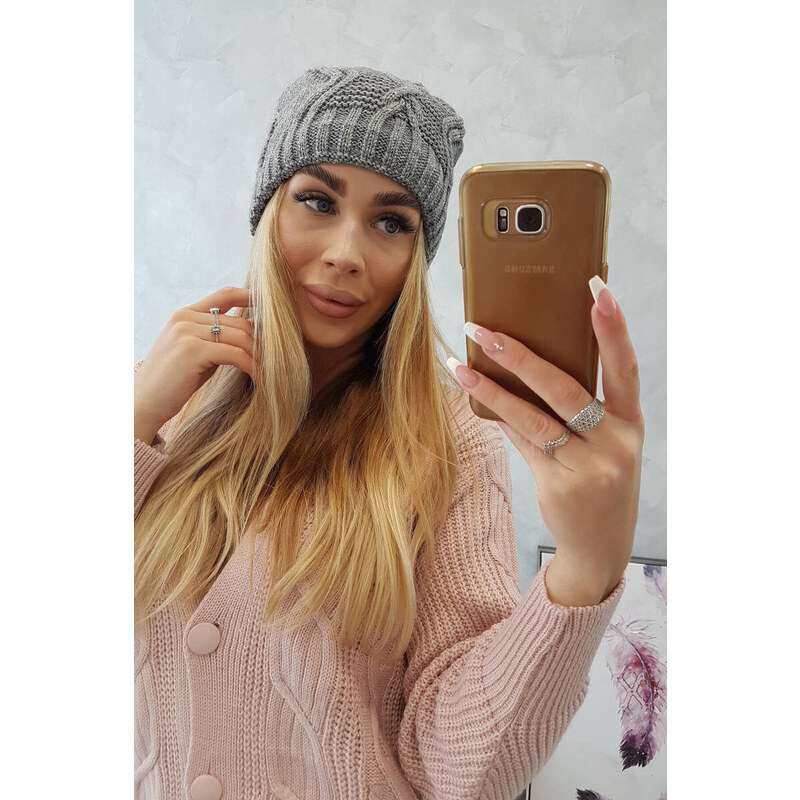 K-Fashion Fleecová čiapka Sylwia K244 tmavo šedá 44561139