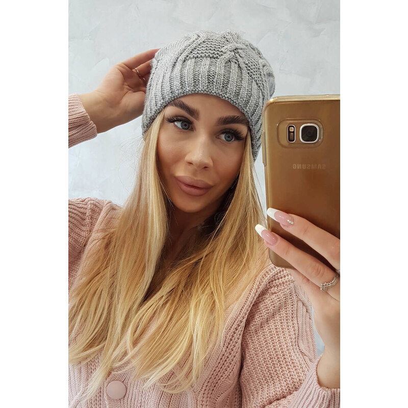 K-Fashion Fleecová čiapka Sylwia K244 svetlo šedá 44561143