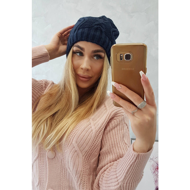 K-Fashion Fleecová čiapka Sylwia K244 navy blue 44561144