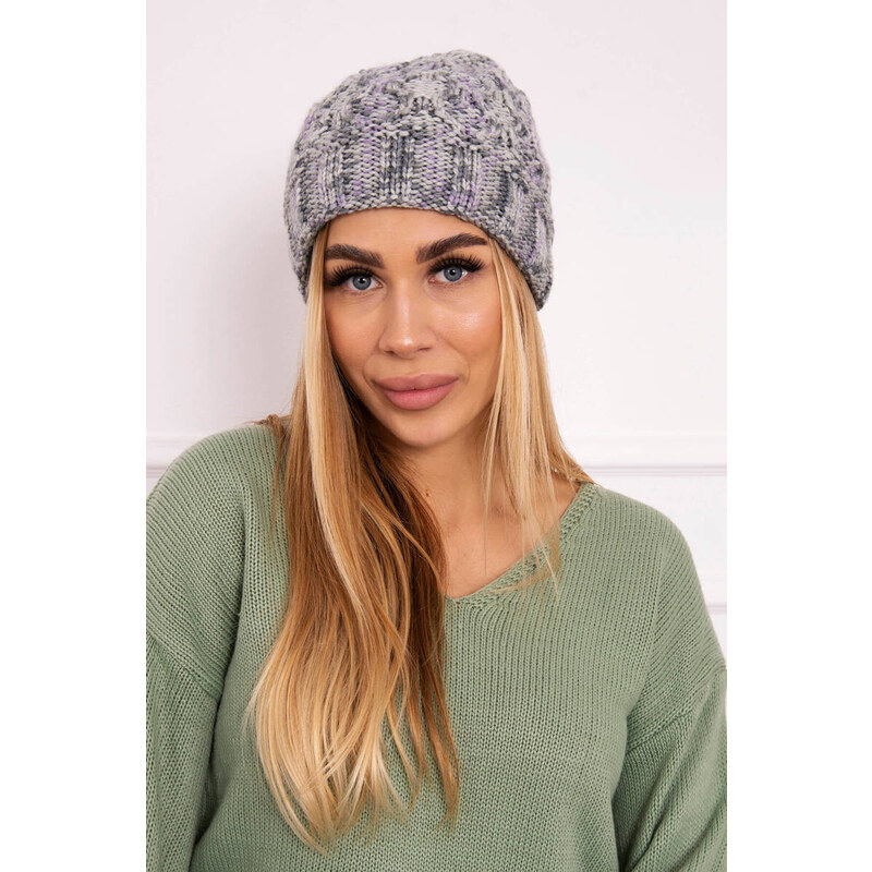 K-Fashion Dámska čiapka Eliza K205 grey+violet 44561172