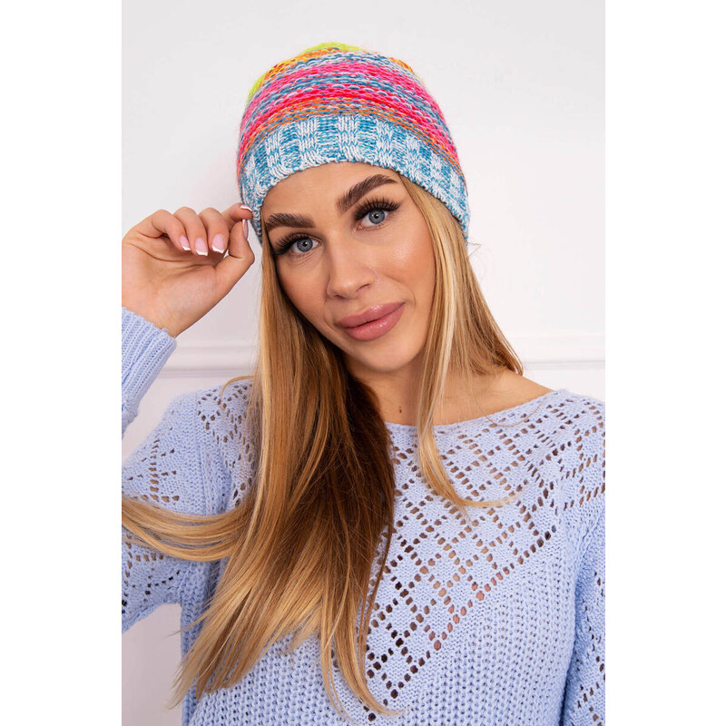 K-Fashion Krystyna fleecová čiapka K207 neon green+blue 44561173