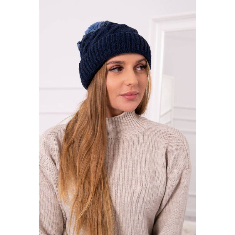 K-Fashion Fleecová čiapka Ilona K218 navy blue+jeans 44561197