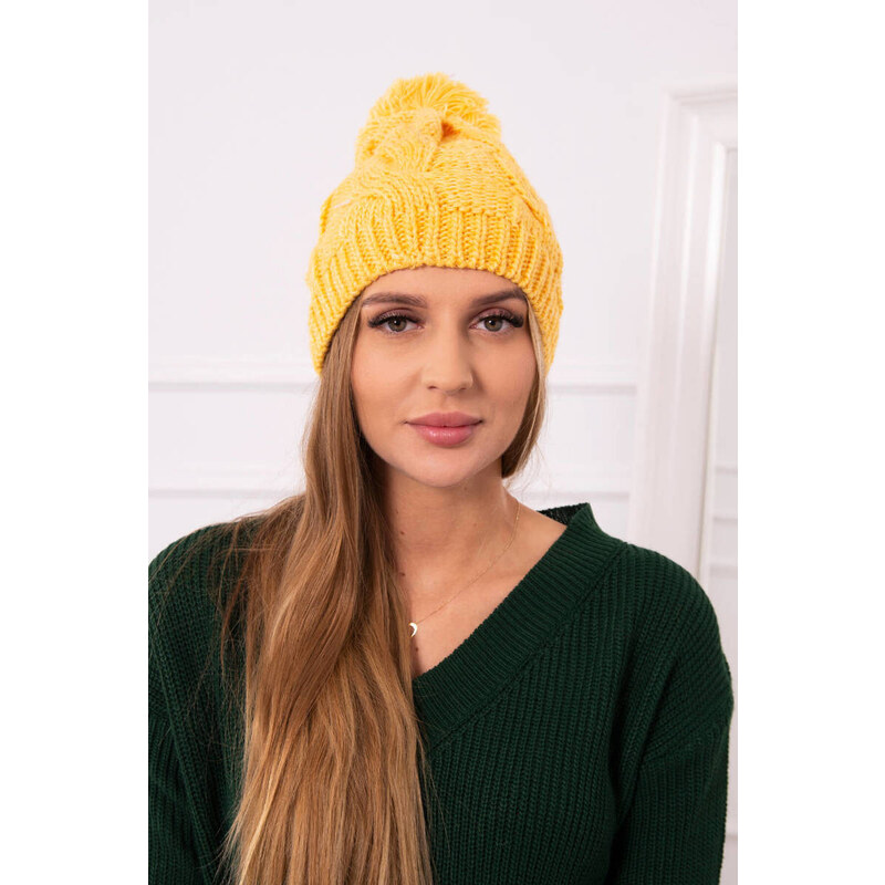 K-Fashion Stefania fleecová čiapka K278 žltá 44561204