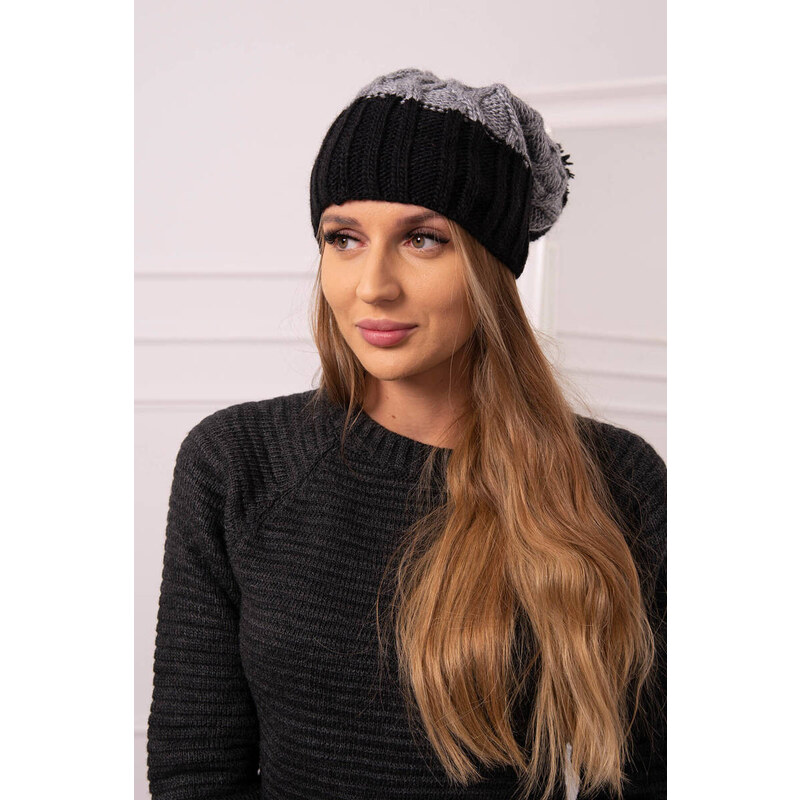 K-Fashion Milano fleecová čiapka K203 tmavo šedá + čierna 44561215