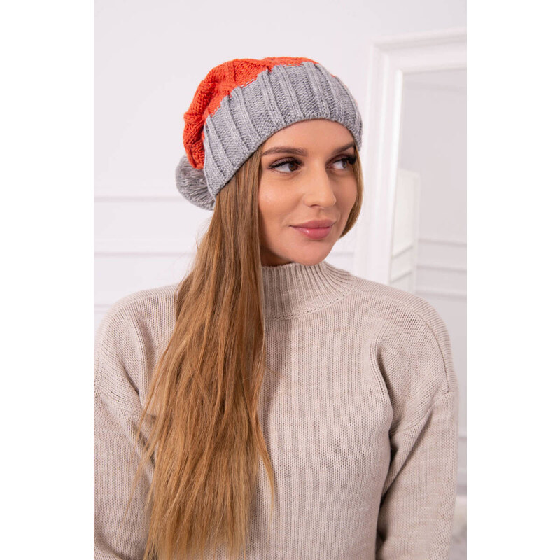 K-Fashion Milano fleecová čiapka K203 červená+sivá 44561216