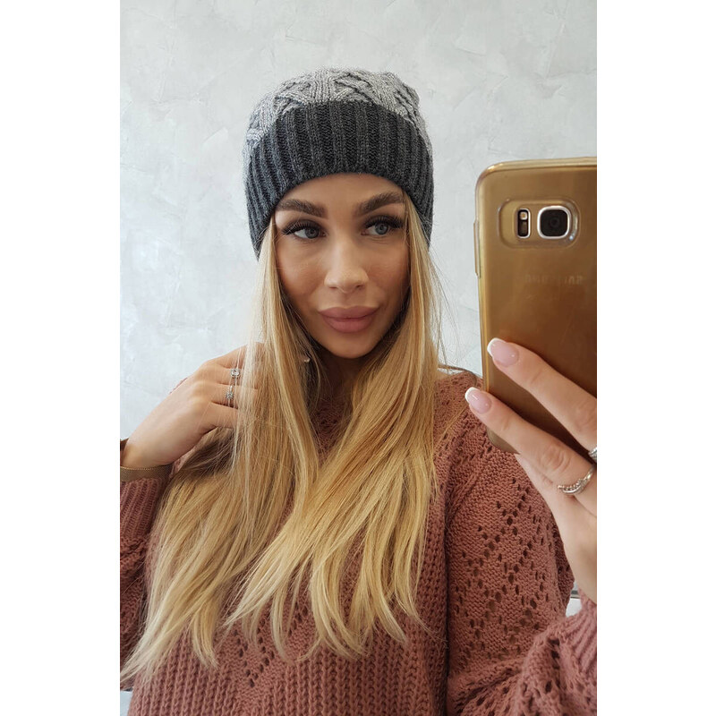 K-Fashion Fleecová čiapka Bibiana K264 graphite+grey 44561312
