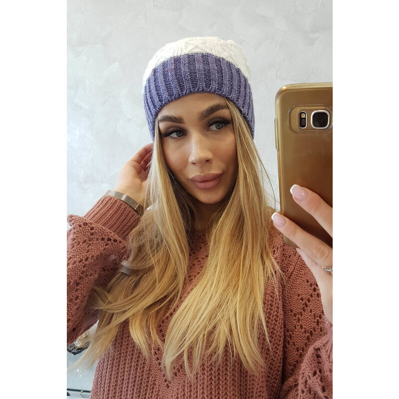 K-Fashion Bibiana fleecová čiapka K264 fialová+biela 44561313
