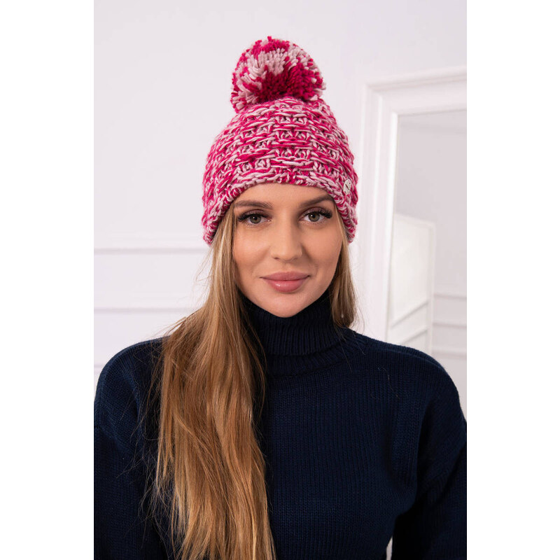 K-Fashion Fleecová čiapka Fiona K275 fuchsiová + púdrovo ružová 44561323
