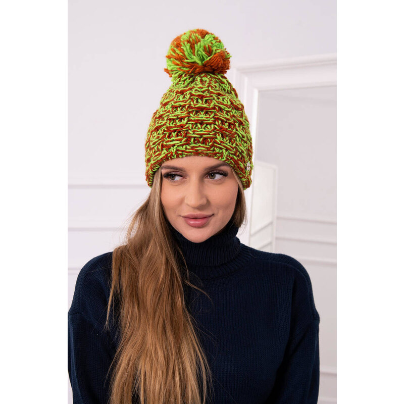 K-Fashion Fiona fleecová čiapka K275 zelená neón+červená 44561324