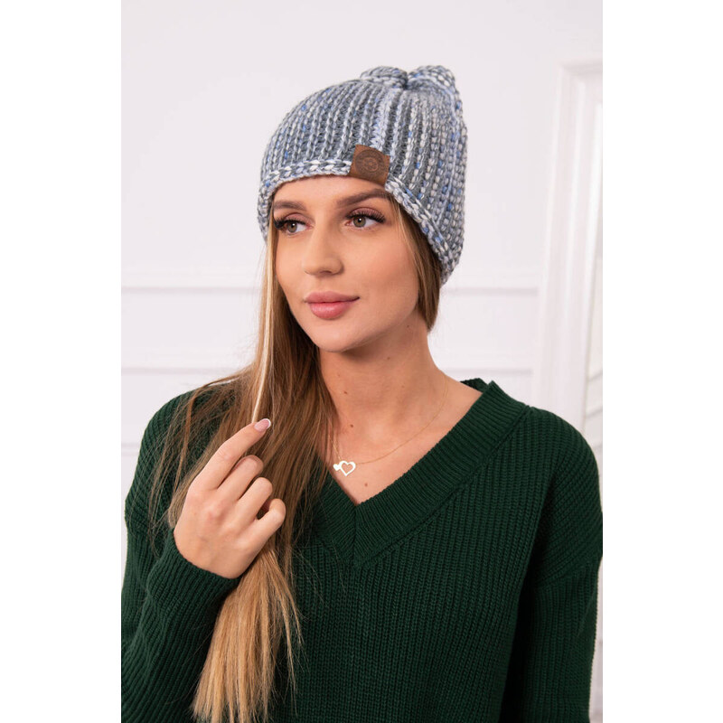 K-Fashion Fleecová čiapka Zoja K306 sivá+modrá 44561378