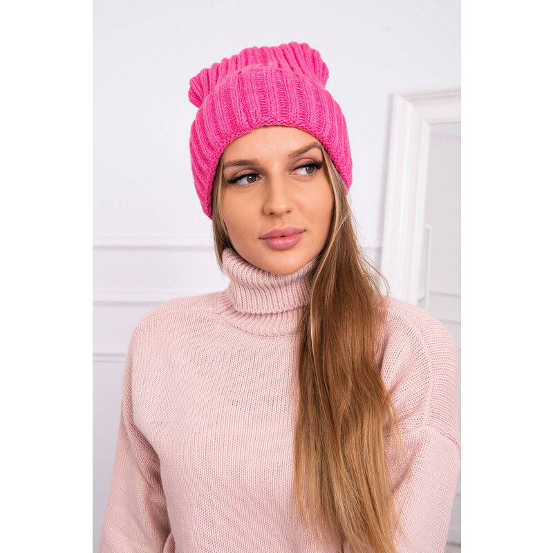 K-Fashion Čiapka Magda s vyhrnutím K293 ružová neónová 44561368