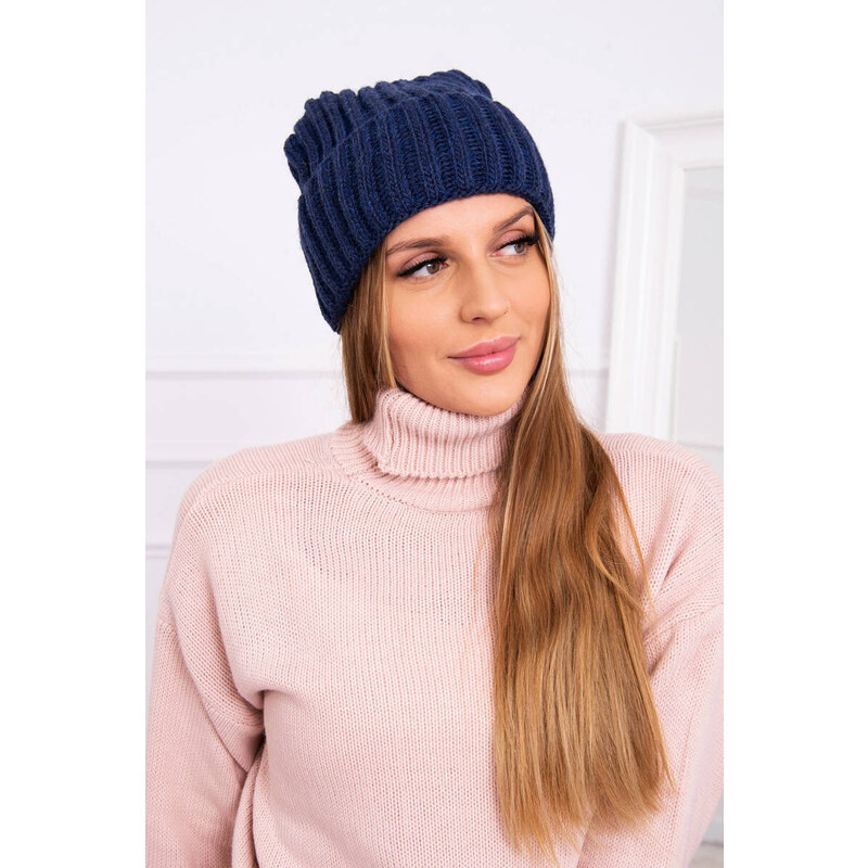 K-Fashion Čiapka s rolovaním Magda K293 navy blue 44561371