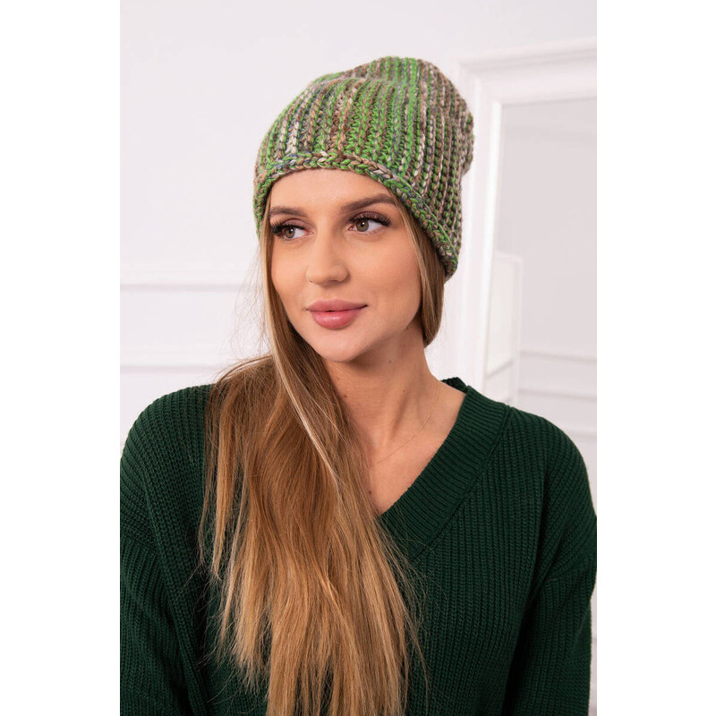 K-Fashion Fleecová čiapka Zoja K306 zelená+béžová 44561377