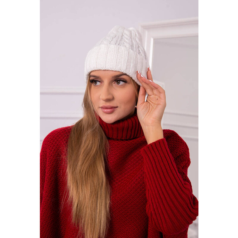 K-Fashion Ariana K299 ecru čiapka s vyhrňovacím lemom 44561435