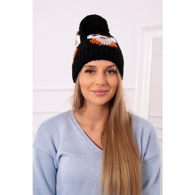 K-Fashion Dámska čiapka Owl K340 čierna 44561505