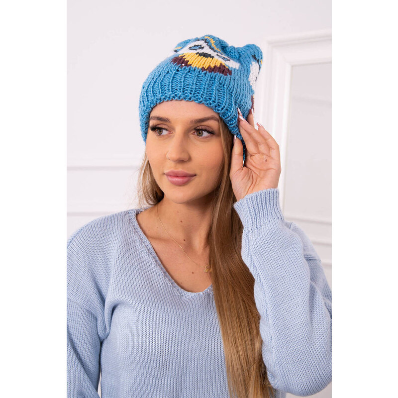 K-Fashion Dámska čiapka Owl K340 tyrkysová 44561506