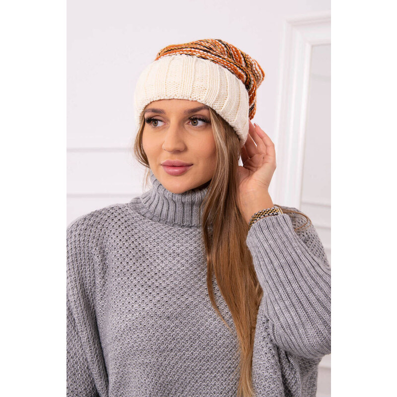 K-Fashion Dámska čiapka Feba K330 ecru+red 44561552