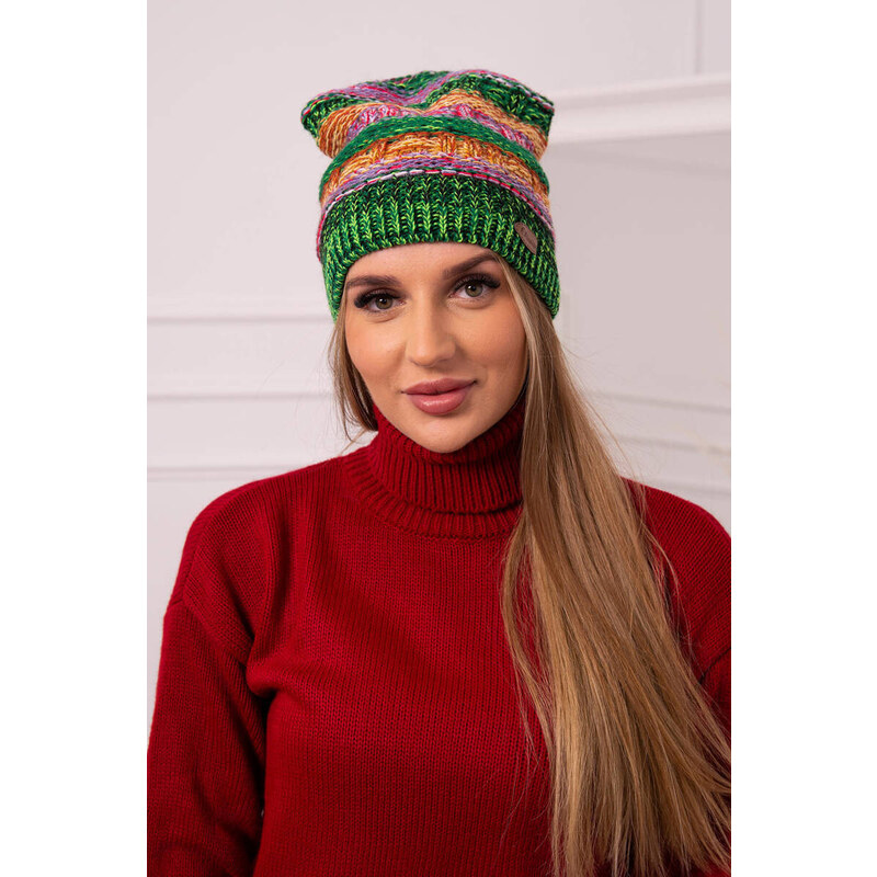 K-Fashion Fleecová čiapka Patrycja K254 fialová+zelená neónová 44561686
