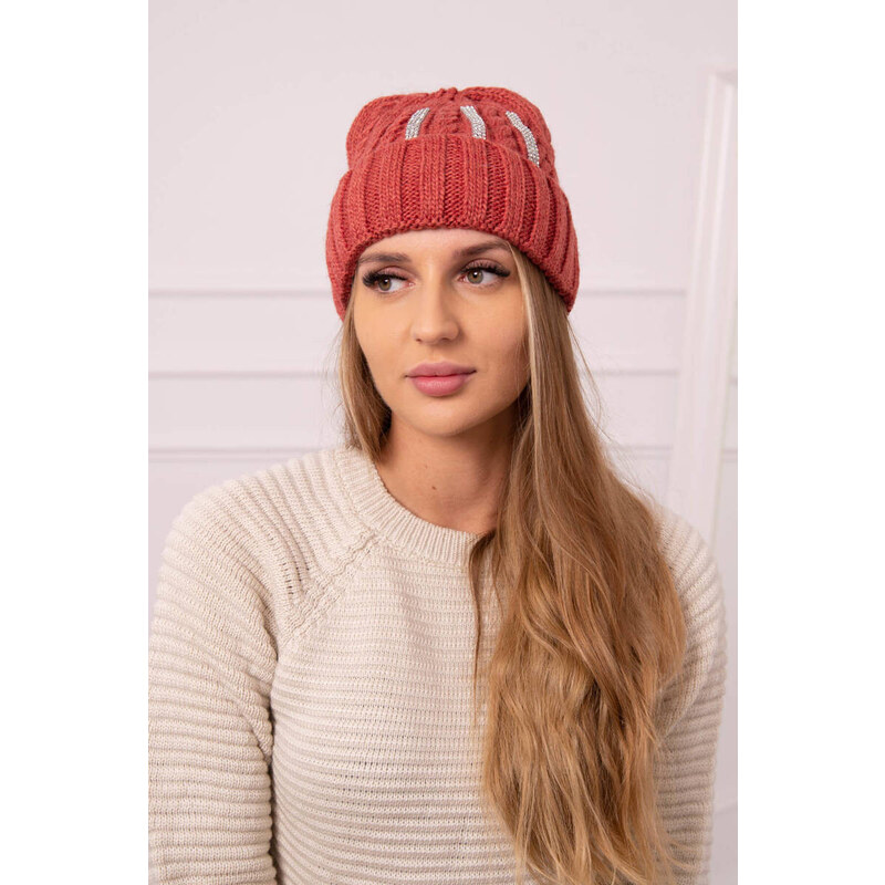 K-Fashion Dámska čiapka Selena K384 červená 44561733