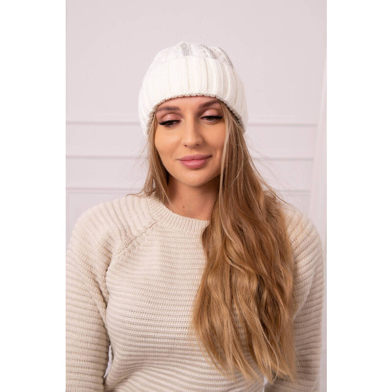 K-Fashion Dámska čiapka Selena K384 light ecru 44561737