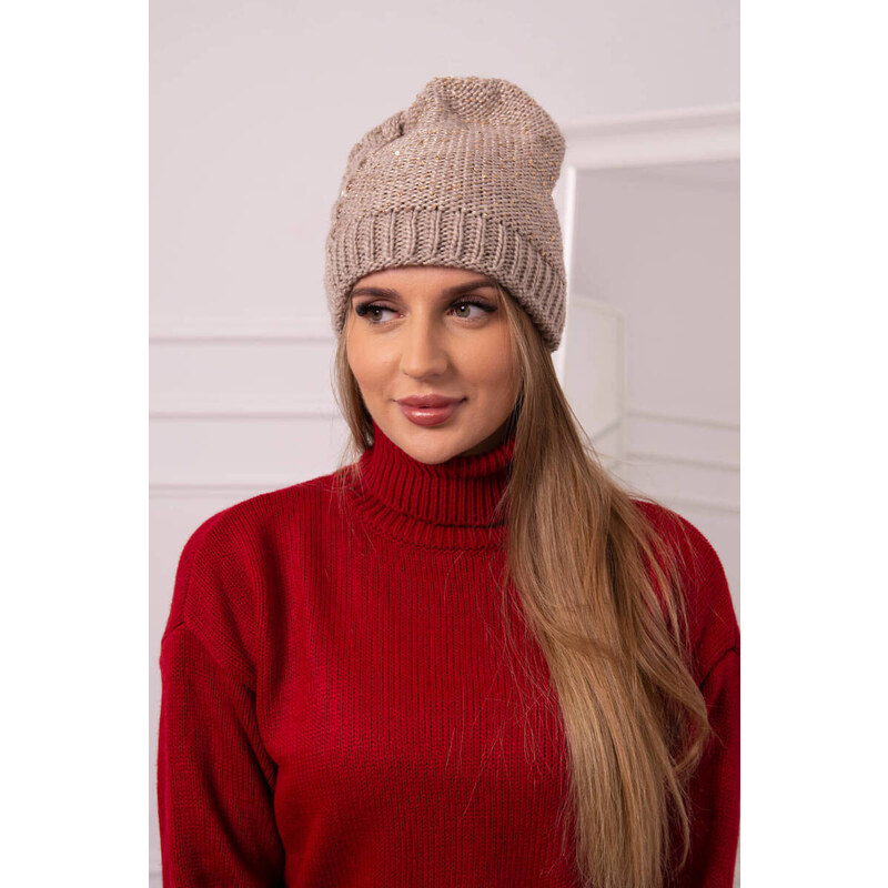 K-Fashion Dámska čiapka Amira K359 dark beige 67779005