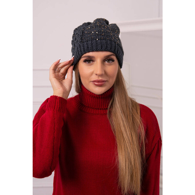 K-Fashion Dámska čiapka Amira K359 graphite+black 44561740