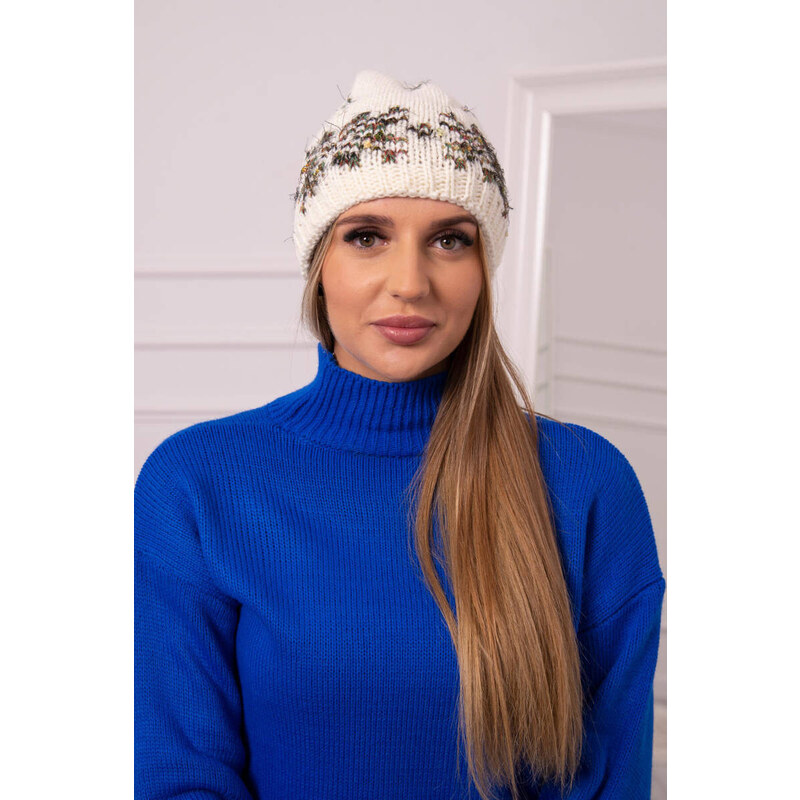 K-Fashion Dámska čiapka Florence K350 ecru+khaki 44561769